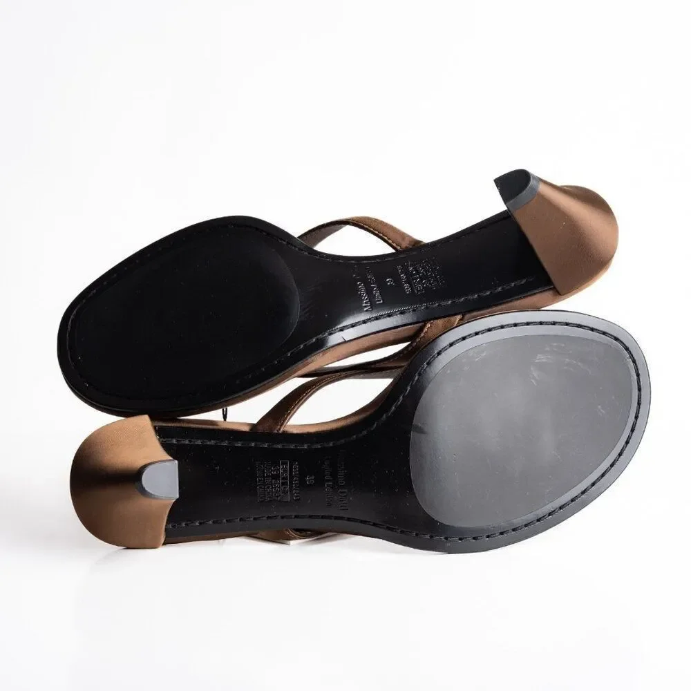 Massimo Dutti Womens Satin Heeled Sandals Copper Bronze US 8 EU 39 NWB LimitedEd - Picture 8 of 9